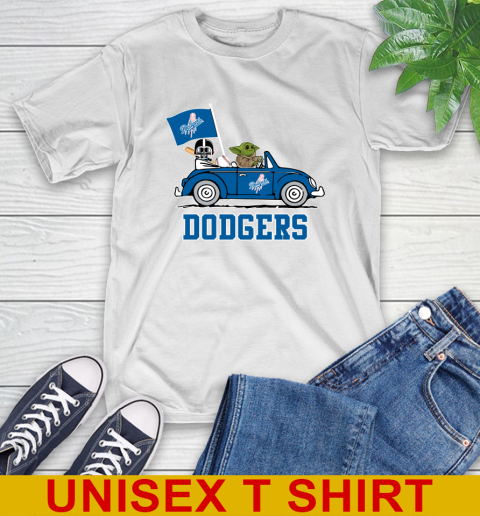 MLB Baseball Los Angeles Dodgers Darth Vader Baby Yoda Driving Star Wars Shirt T-Shirt
