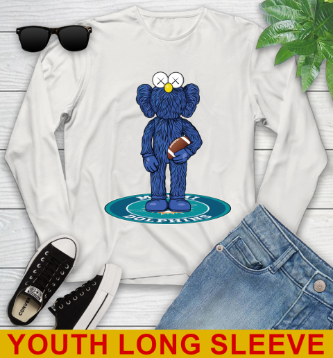 NFL Football Miami Dolphins Kaws Bff Blue Figure Shirt Youth Long Sleeve 12