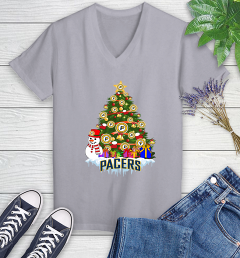 Indiana Pacers Merry Christmas NBA Basketball Sports Women's V-Neck T-Shirt 4
