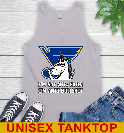 St.Louis Blues NHL Hockey Unicorn I'm Not Anti Hater I'm Anti Bullshit Tank Top 4