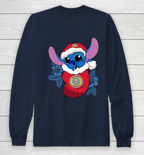 Denver Nuggets Christmas Stitch In The Sock Funny Disney NBA Long Sleeve T-Shirt 4
