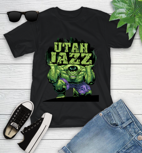 Utah Jazz NBA Basketball Incredible Hulk Marvel Avengers Sports Youth T-Shirt 2