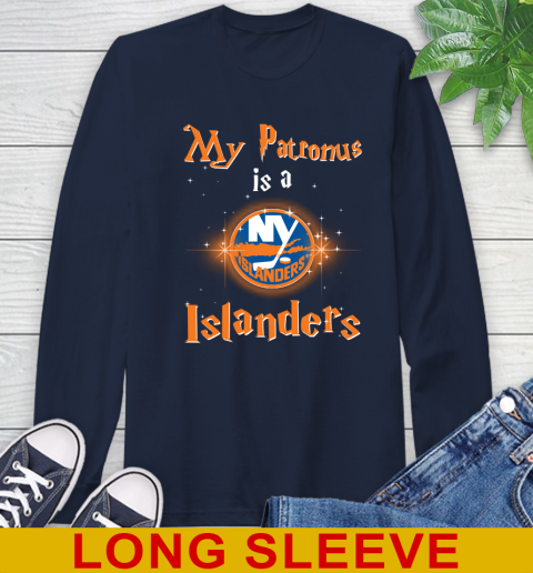 NHL Hockey Harry Potter My Patronus Is A New York Islanders Long Sleeve T-Shirt 4 NHL Hockey Harry Potter My Patronus Is A New York Islanders Long Sleeve T-Shirt - Image 4
