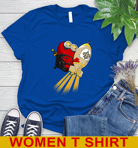 NFL Football New Orleans Saints Deadpool Minion Marvel Shirt Women's T-Shirt 10