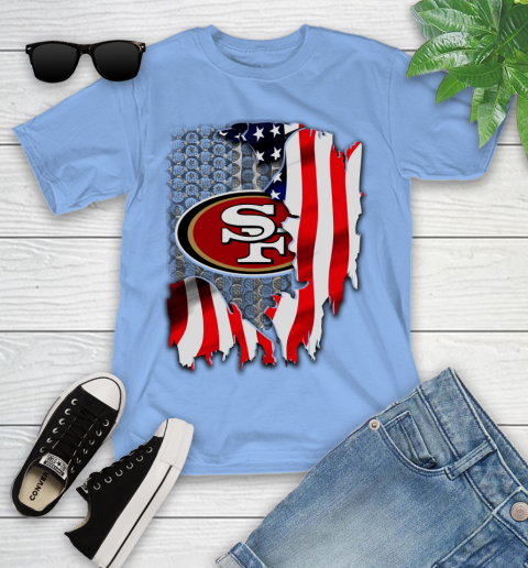 San Francisco 49ers NFL Football American Flag Youth T-Shirt 15