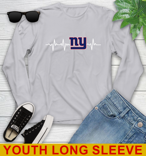 New York Giants NFL Football Heart Beat Shirt Youth Long Sleeve 5