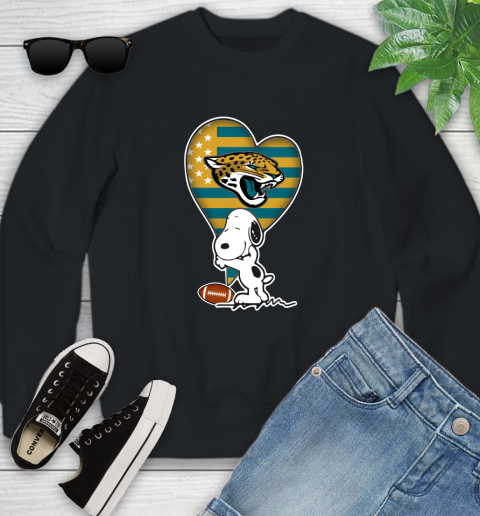 Jacksonville Jaguars NFL Football The Peanuts Movie Adorable Snoopy Youth Sweatshirt 2