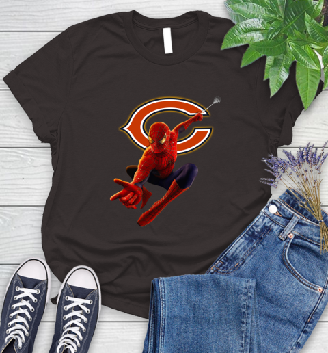 NFL Spider Man Avengers Endgame Football Chicago Bears Women's T-Shirt 8