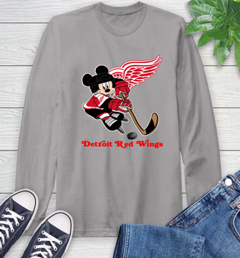 NHL Detroit Red Wings Mickey Mouse Disney Hockey T Shirt Long Sleeve T-Shirt 6