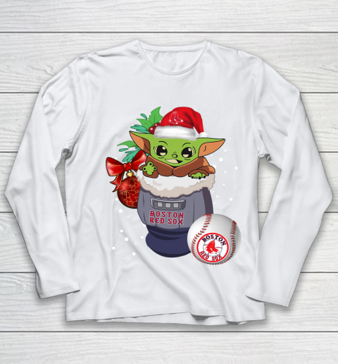 Boston Red Sox Christmas Baby Yoda Star Wars Funny Happy MLB Youth Long  Sleeve