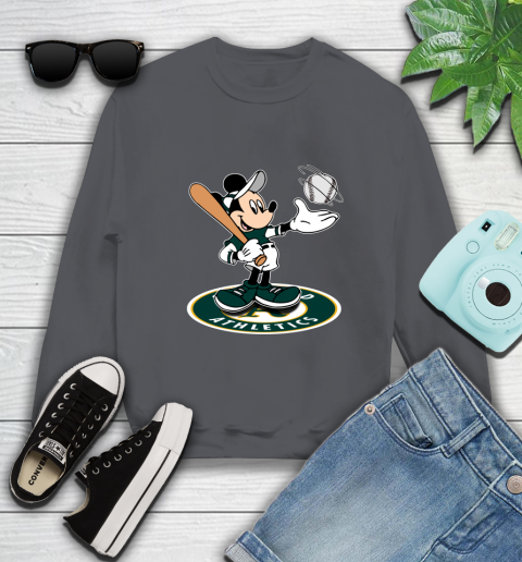 MLB Baseball Oakland Athletics Cheerful Mickey Disney Shirt Sweatshirt 6