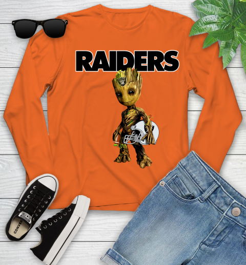 Oakland Raiders NFL Football Groot Marvel Guardians Of The Galaxy Youth Long Sleeve 4