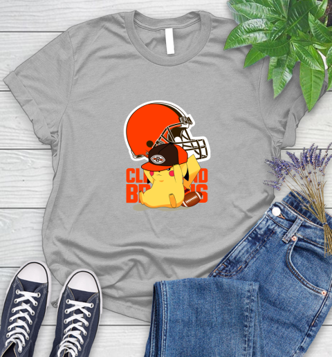 NFL Pikachu Football Sports Cleveland Browns Women's T-Shirt 5