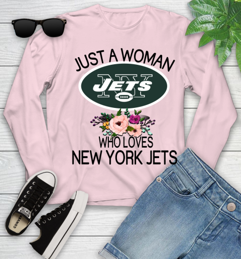 NFL Just A Woman Who Loves New York Jets Football Sports Youth Long Sleeve 7