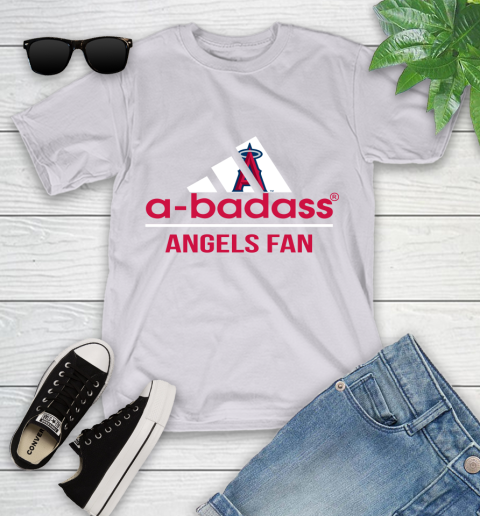 MLB A Badass Los Angeles Angels Fan Adidas Baseball Sports Youth T-Shirt 4