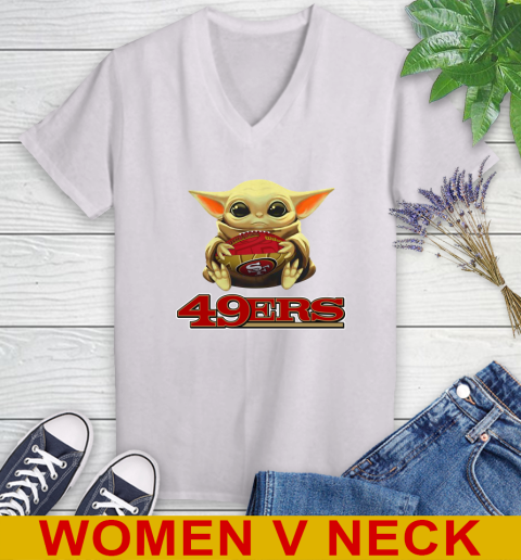 Nfl Football San Francisco 49ers Baby Yoda Star Wars Shirt Women S V Neck T Shirt Itees Global