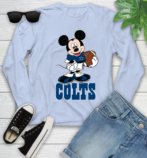 NFL Football Indianapolis Colts Cheerful Mickey Mouse Shirt Youth Long Sleeve 9