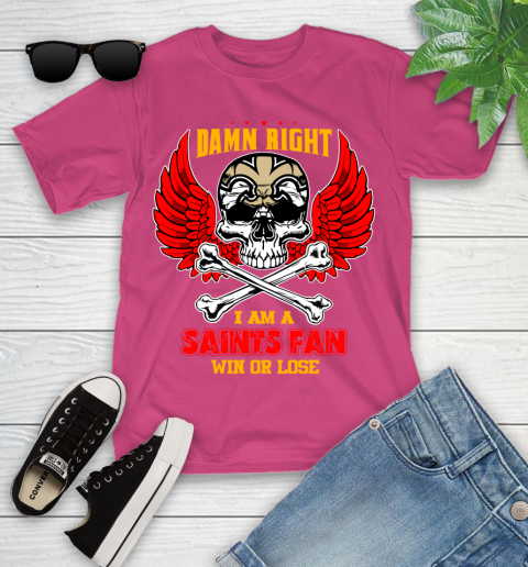 NFL Damn Right I Am A New Orleans Saints Win Or Lose Skull Football Sports Youth T-Shirt 11