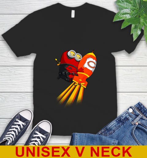 NFL Football Chicago Bears Deadpool Minion Marvel Shirt V-Neck T-Shirt