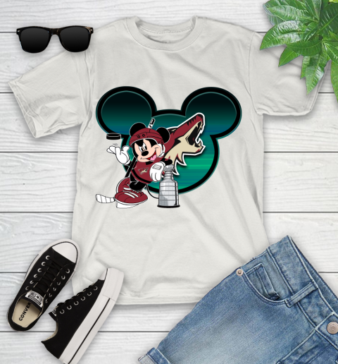 NHL Arizona Coyotes Stanley Cup Mickey Mouse Disney Hockey T Shirt Youth T-Shirt 12