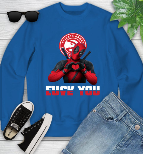 NBA Atlanta Hawks Deadpool Love You Fuck You Basketball Sports Youth Sweatshirt 7