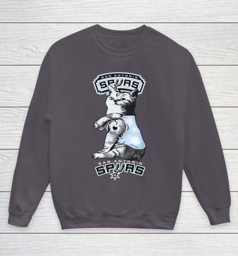 NBA Basketball My Cat Loves San Antonio Spurs Youth Sweatshirt 5