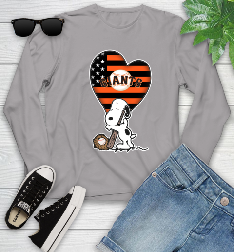 San Francisco Giants MLB Baseball The Peanuts Movie Adorable Snoopy Youth Long Sleeve 5