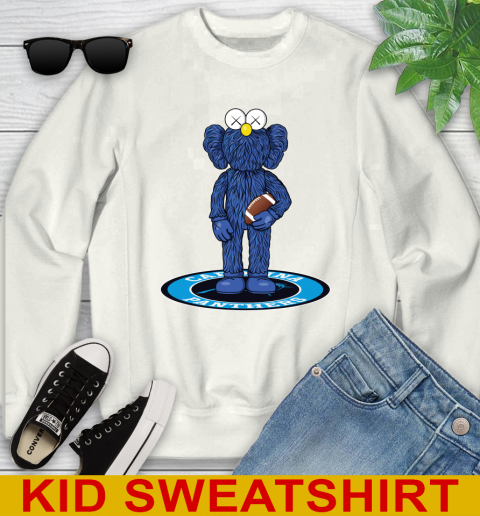NFL Football Carolina Panthers Kaws Bff Blue Figure Shirt Youth Sweatshirt