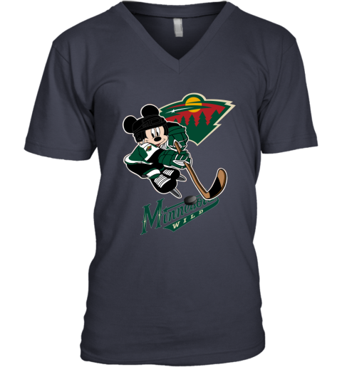 NHL Minnesota Wild Mickey Mouse Disney Hockey T Shirt FHPPECk7Btm v neck unisex 8 95 151514 front navy