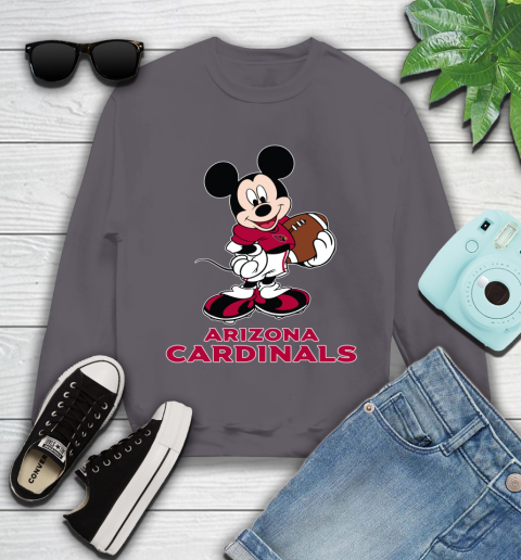 NFL Football Arizona Cardinals Cheerful Mickey Mouse Shirt Youth Sweatshirt 5