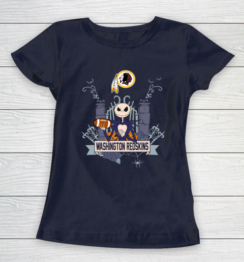 NFL Washington Redskins Football Jack Skellington Halloween Women's T-Shirt 2