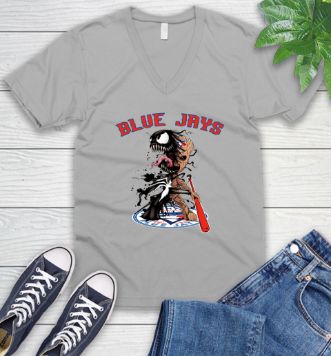 MLB Toronto Blue Jays Baseball Venom Groot Guardians Of The Galaxy V-Neck T-Shirt 4