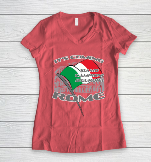 ITALIA Football Champions  SIAMO CAMPIONI D'EUROPA It's coming Rome Women's V-Neck T-Shirt 4