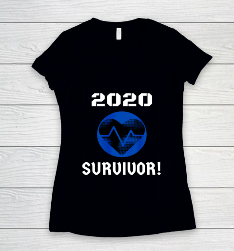 2020 Survivor Heart Beat T Shirt Black Heart Women's V-Neck T-Shirt