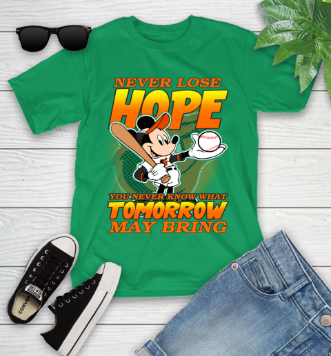 Baltimore Orioles MLB Baseball Mickey Disney Never Lose Hope Youth T-Shirt 8