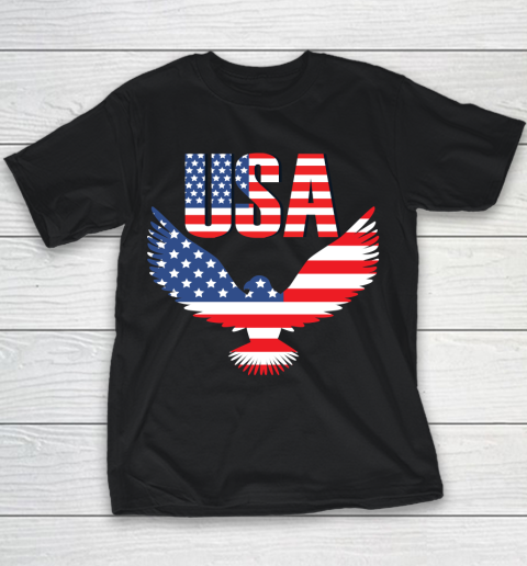 Independence Day 4th Of July USA Eagle Heart American Patriot Armed Forces Memorial Day Youth T-Shirt