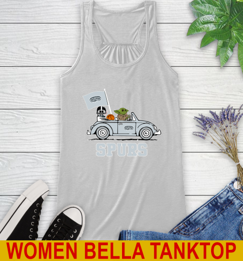 NBA Basketball San Antonio Spurs Darth Vader Baby Yoda Driving Star Wars Shirt Racerback Tank