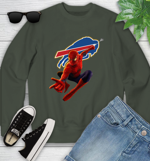 NFL Spider Man Avengers Endgame Football Buffalo Bills Youth Sweatshirt 10