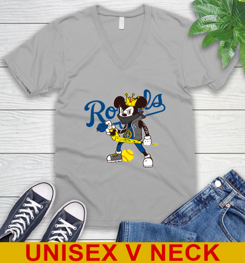 Kansas City Royals MLB Baseball Mickey Peace Sign Sports V-Neck T-Shirt 4