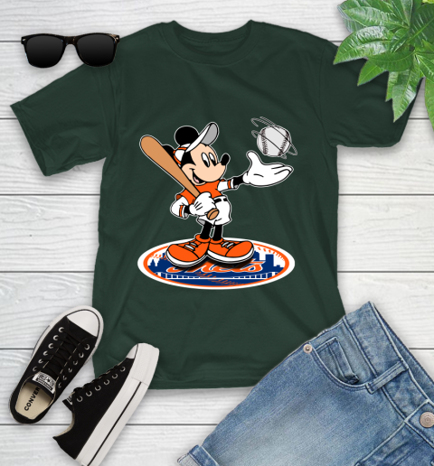 MLB Baseball New York Mets Cheerful Mickey Disney Shirt Youth T-Shirt 5