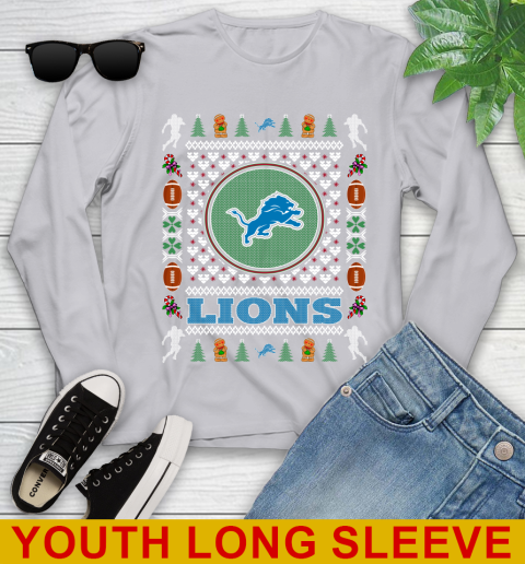 Detroit Lions Merry Christmas NFL Football Loyal Fan Youth Long Sleeve 5