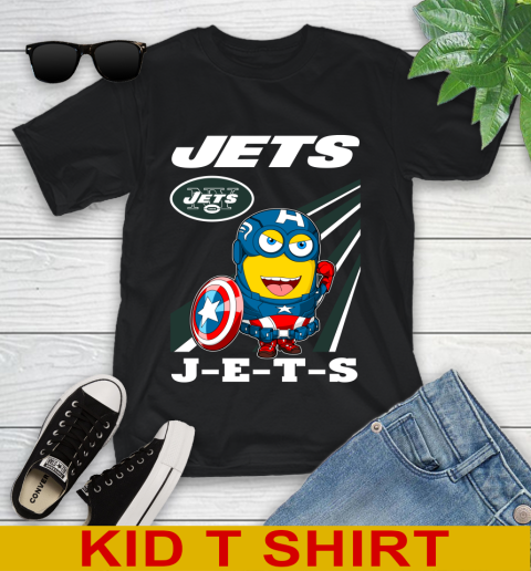 NFL Football New York Jets Captain America Marvel Avengers Minion Shirt Youth T-Shirt