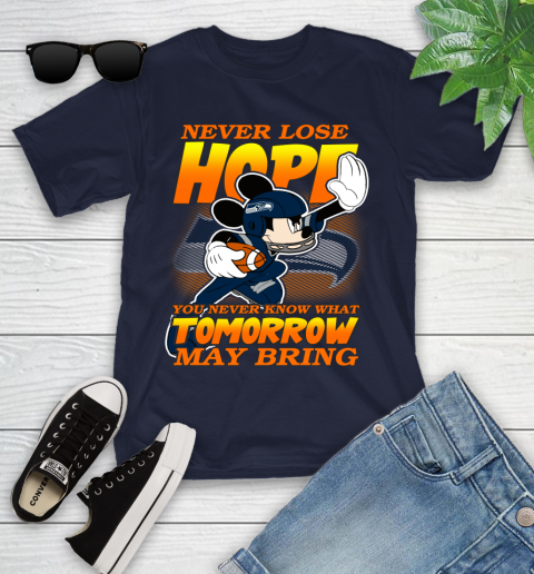Seattle Seahawks NFL Football Mickey Disney Never Lose Hope Youth T-Shirt 2