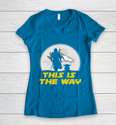 Denver Broncos NFL Football Star Wars Yoda And Mandalorian This Is The Way Women's V-Neck T-Shirt 5