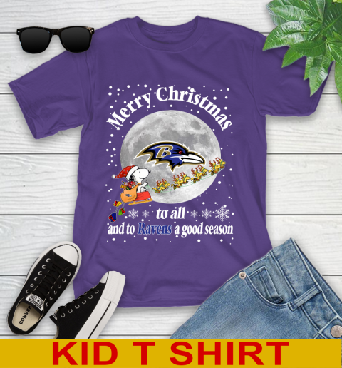 Baltimore Ravens Merry Christmas To All And To Ravens A Good Season NFL Football Sports Youth T-Shirt 3