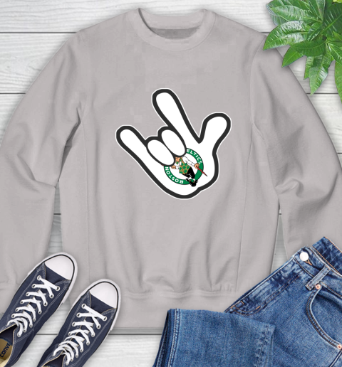 Boston Celtics NBA Basketball Mickey Rock Hand Disney Sweatshirt 12