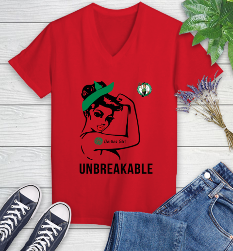 NBA Boston Celtics Girl Unbreakable Basketball Sports Women's V-Neck T-Shirt 7