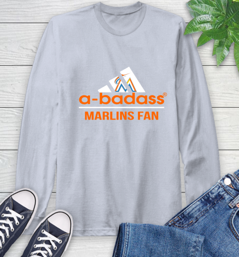 MLB A Badass Miami Marlins Fan Adidas Baseball Sports Long Sleeve T-Shirt 6