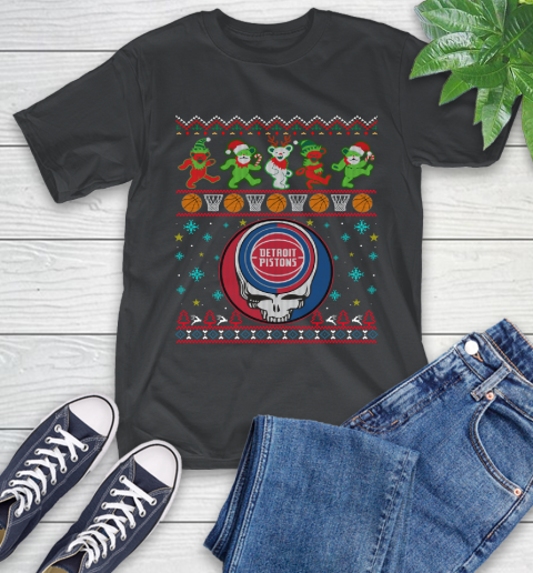 Christmas Ugly Nba Detroit Pistons Grateful Dead Rock Band Skull Basketball Sports T Shirt Itees Global
