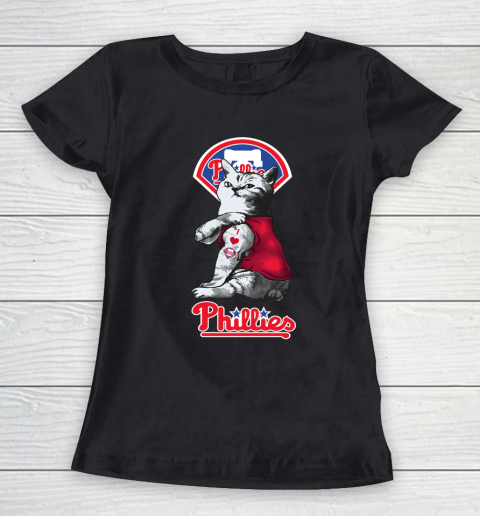 MLB Baseball My Cat Loves Philadelphia Phillies Women's T-Shirt